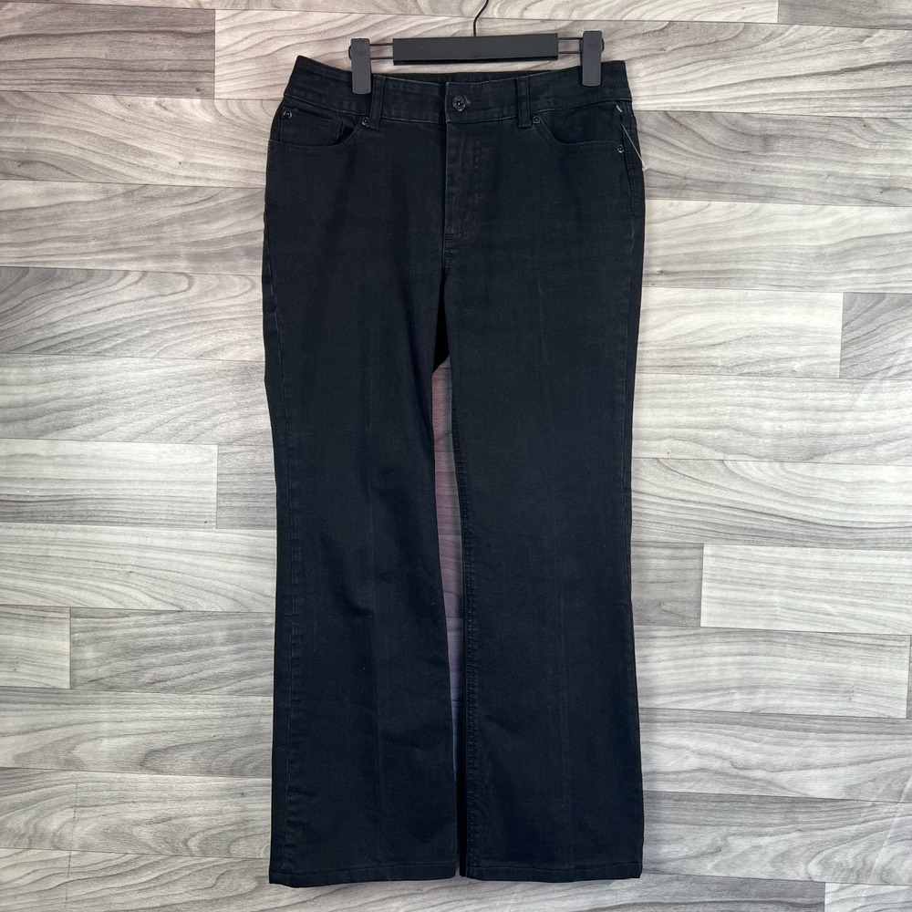 Chico's Platinum Bootcut Jeans Womens 4‎ /0 Short Black Denim Stretch Classic